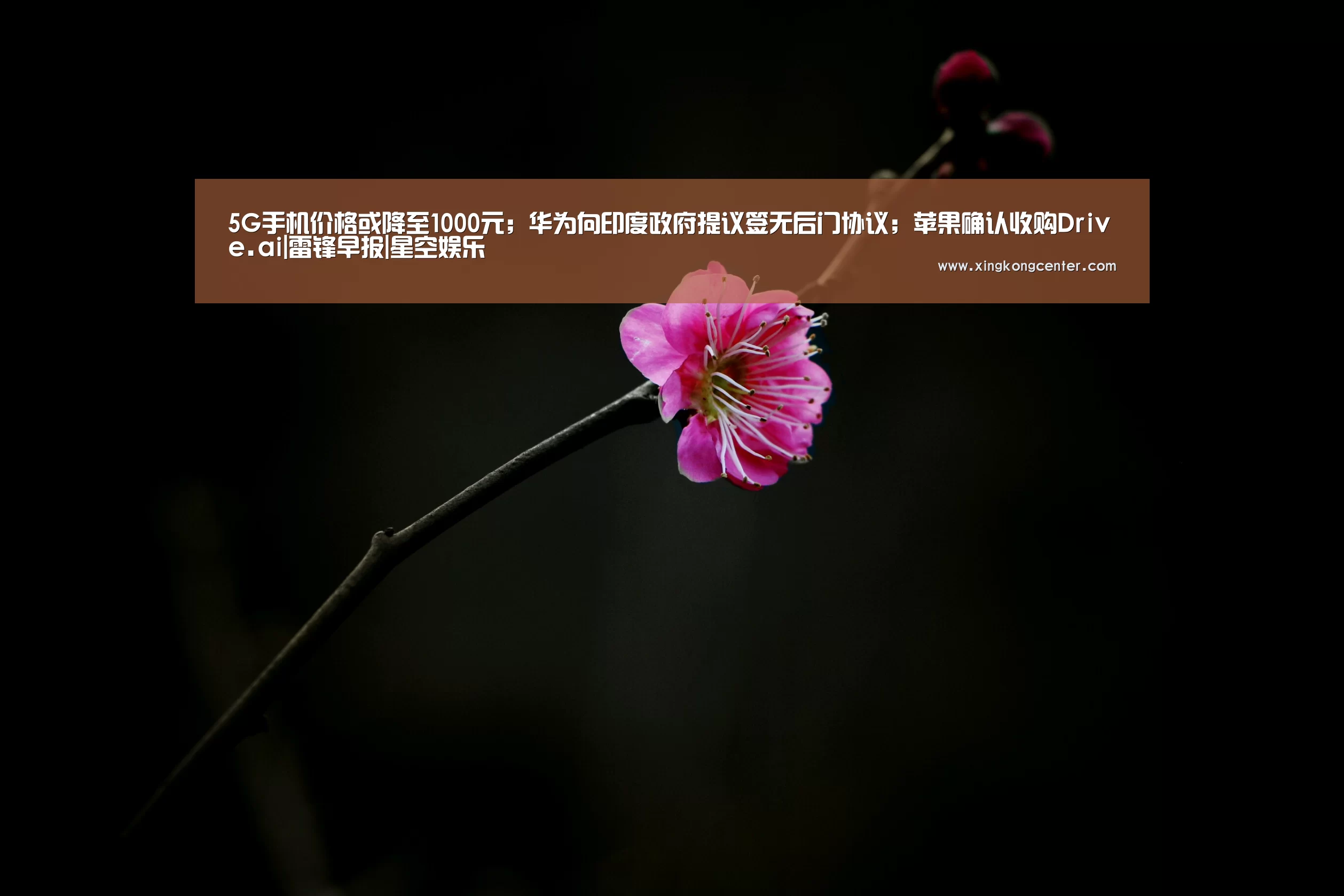 5G手机价格或降至1000元;华为向印度政府提议签无后门协议;苹果确认收购Drive.ai|雷锋早报|星空娱乐(图1) 星空官网